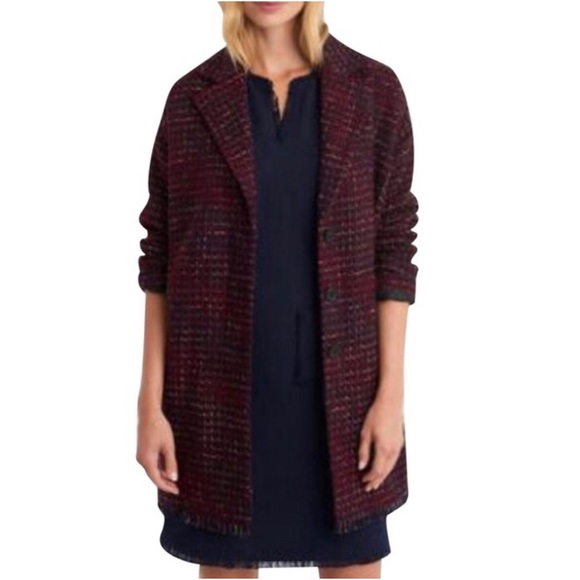 Karl Lagerfeld 8 tweed burgundy navy sweater coat - Picture 3 of 8